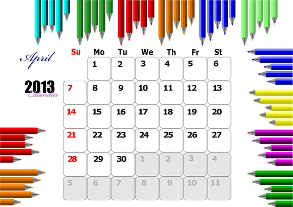 2013 kalender met plaats voor elke dag notities. kan worden gebruikt als org — Stockvector