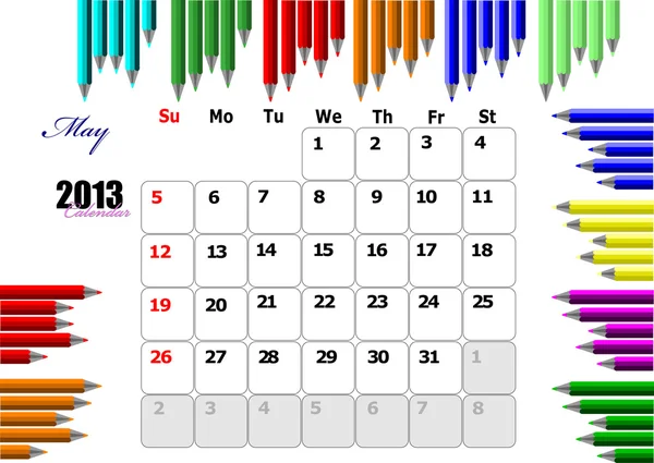2013 calendario con lugar para notas de cada día. Se puede utilizar como org — Archivo Imágenes Vectoriales