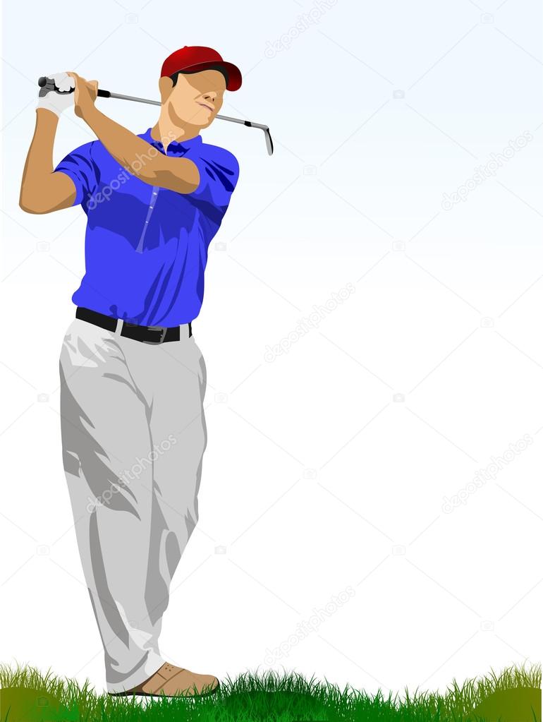 Golf players. Vector illustration