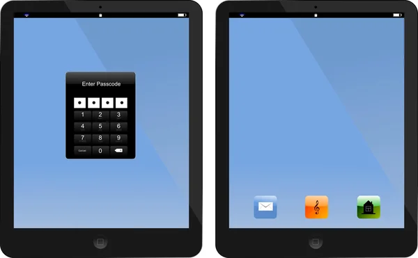 Tablette PC verrouillée et déverrouillée . — Image vectorielle