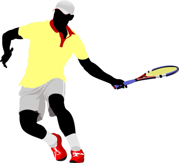 Giocatore di tennis. Illustrazione vettoriale per progettisti — Vettoriale Stock