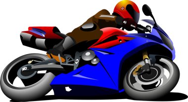 yolda motosiklet. Motorcu. vektör çizim