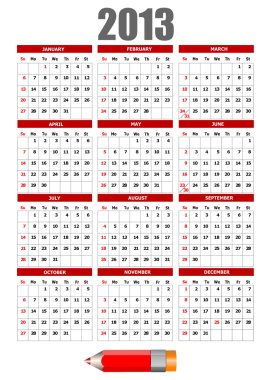 kalem görüntüsü ile 2013 takvim. vektör çizim