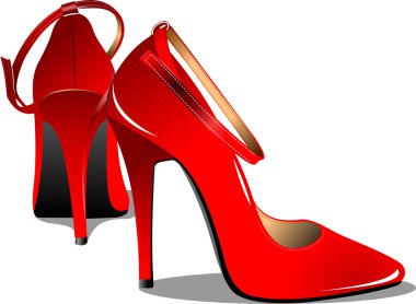 Kırmızı moda kadın çift ayakkabı. vektör çizim
