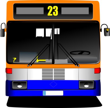 Orange-blue city bus. Coach. Vector illustration for designers clipart