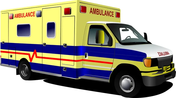 Van de ambulância moderna sobre branco. Ilustração vetorial colorida — Vetor de Stock