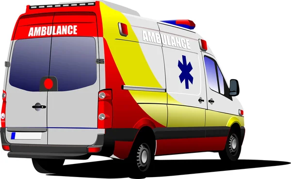 Moderna furgoneta de ambulancia sobre blanco. Ilustración vectorial coloreada — Archivo Imágenes Vectoriales