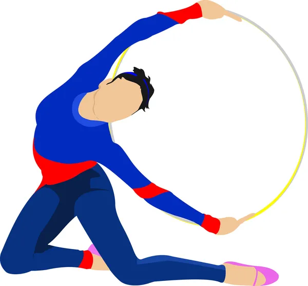 Girl with gymnastic hoops. Vector illustration — Stock Vector