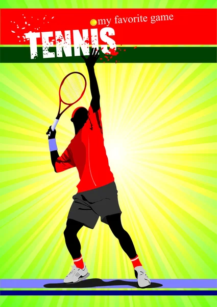 男テニス ポスター。私のお気に入りのゲームです。ベクトル イラスト — ストックベクタ