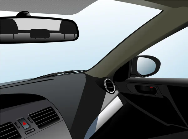 Panel de control del coche y el interior. Ilustración vectorial — Vector de stock