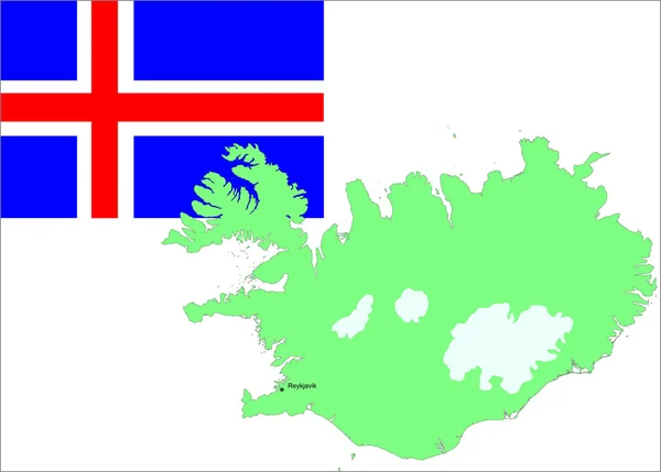 アイスランドのマップと白い背景の上の旗。ベクトル — ストックベクタ