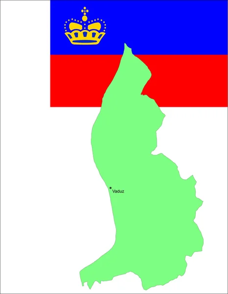 Lichtenštejnská mapu a vlajka. vektorové ilustrace — Stockový vektor