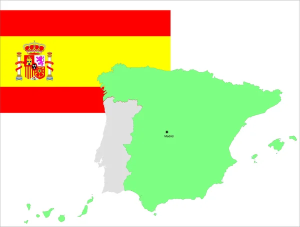 Spain, Spanish flag and map, vector illustration set. — Stock Vector