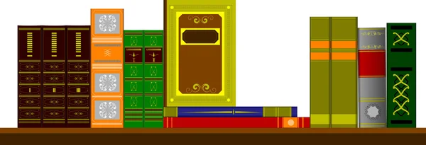 Vektorové ilustrace regál knihovny s knihami — Stockový vektor