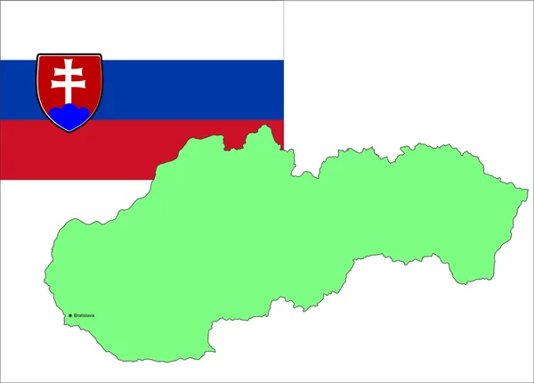 Eslováquia mapa e bandeira, ilustração vetorial —  Vetores de Stock