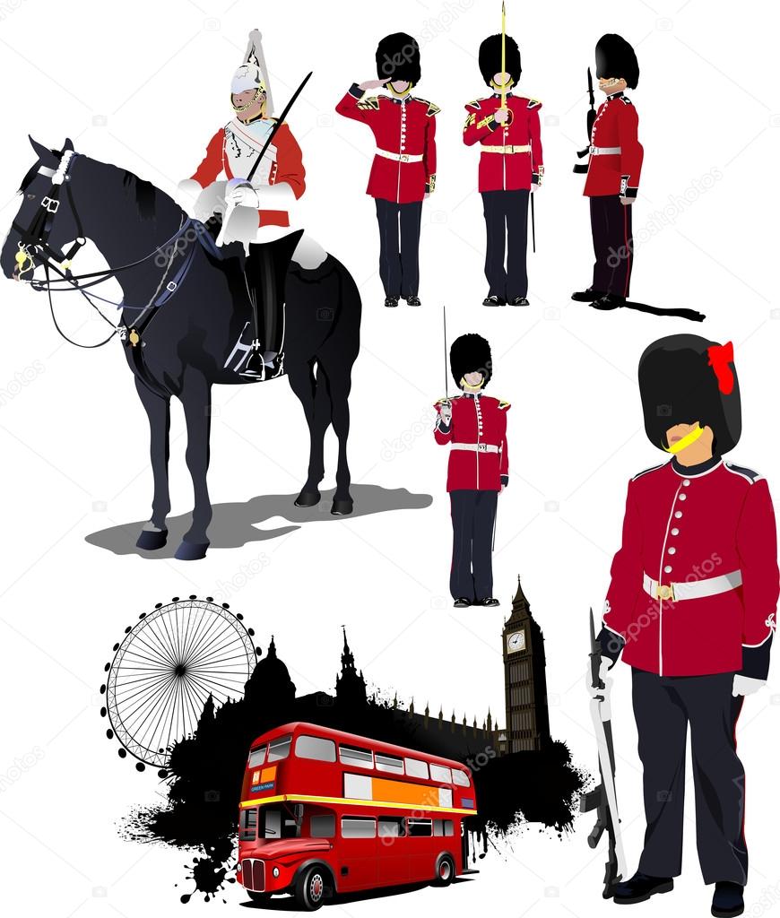 Big collection of London image. Vector illustration