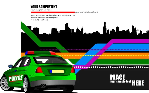 Abstracte hi-tech achtergrond met groene politie auto beeld. vector — Stockvector