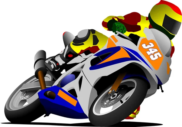 Motociclista en la carretera. Ilustración vectorial — Archivo Imágenes Vectoriales