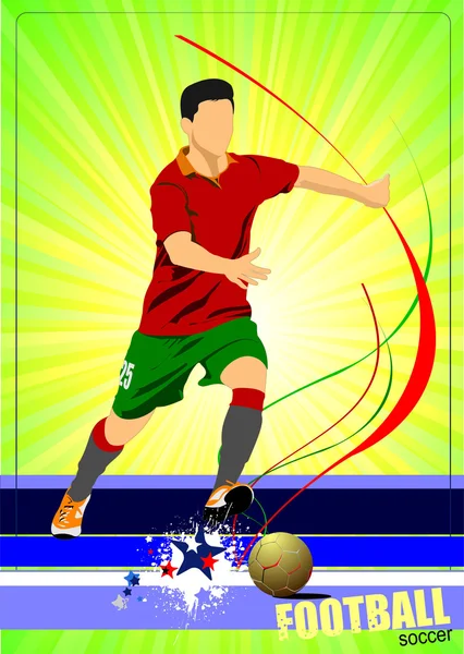 Plakat piłkarza. Futbolista. Ilustracja wektora — Wektor stockowy