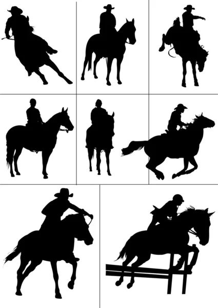 Άλογο αναβάτες σιλουέτες. εικονογράφηση φορέας — Διανυσματικό Αρχείο