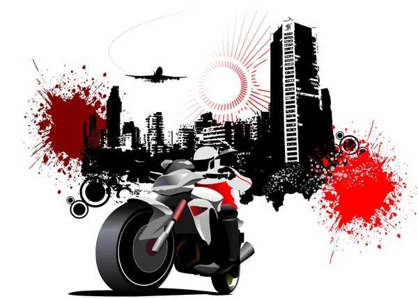 City biker su sfondo grunge urbano. Illustrazione vettoriale — Vettoriale Stock