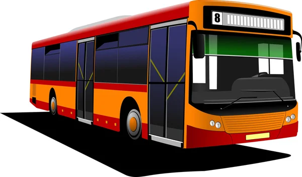 Red orange city bus. Vector illustration — Stock Vector