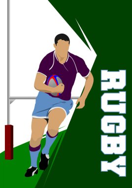 Rugby Player Silhouette. Vector illustration vector