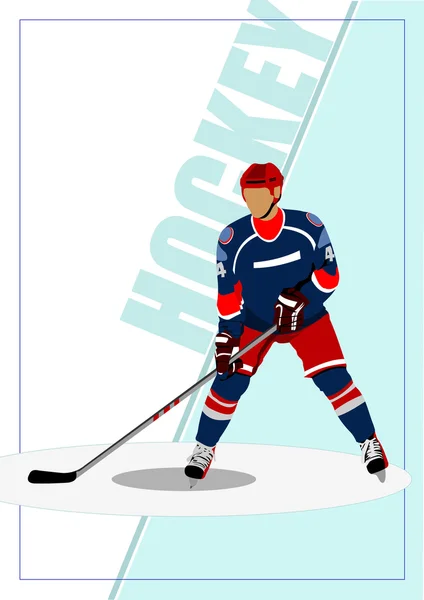 Affiche de joueur de hockey sur glace. Illustration vectorielle — Image vectorielle