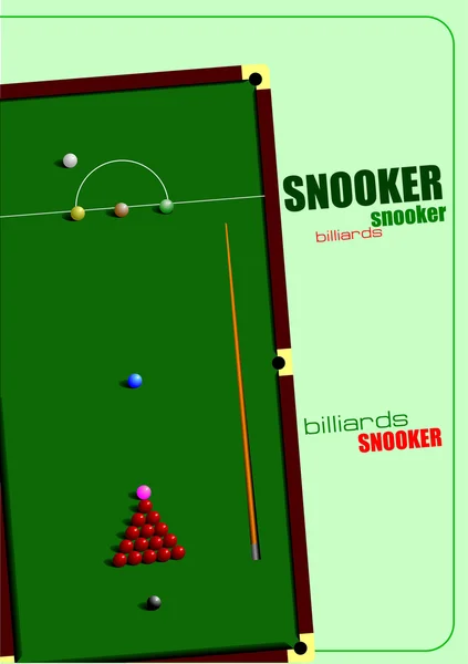 Tablo ve cue poster snooker. Bilardo. vektör çizim — Stok Vektör