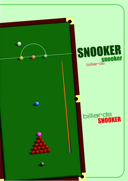 Snooker bord och cue affisch. biljard. vektor illustration — Stock vektor