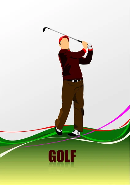 Manifesto del giocatore di golf. Illustrazione vettoriale — Vettoriale Stock