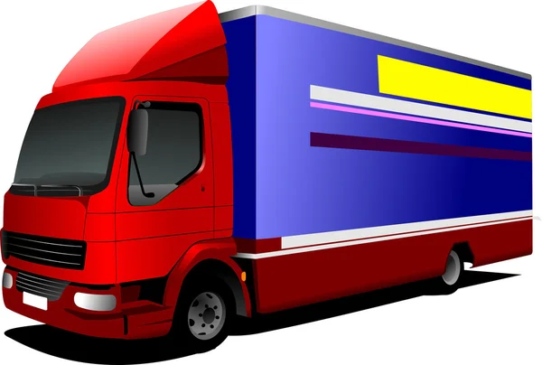 Illustrazione vettoriale della consegna camion rosso-blu — Vettoriale Stock