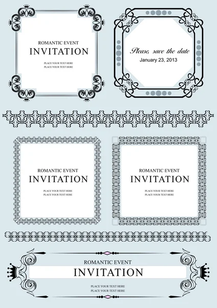 Collection of vector frames and ornaments with sample text. — Stock Vector