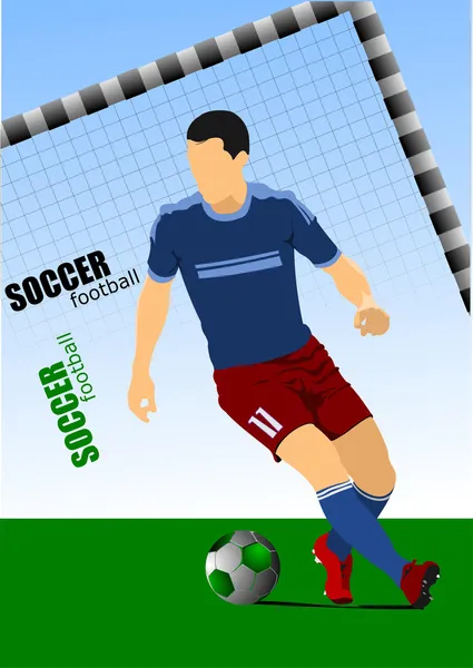 Soccer player poster. Vector illustration — Stock Vector