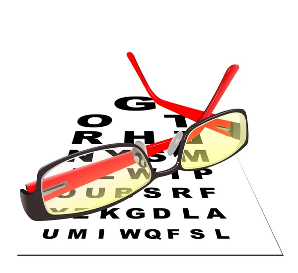 Glasses for reading with table for eye exams. Eps 10 Vector illu — Stock Vector