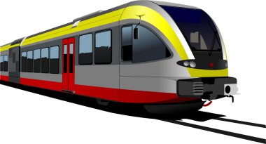 Gri-Kırmızı-Sarı modern hız hızlı tren. hızlı tramvay, metro
