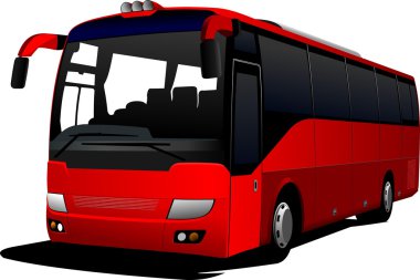 kırmızı şehir otobüs. Koç. vektör çizim