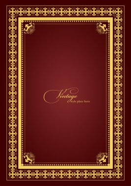 Kahverengi arka planda altın süs. Davetiye arabası olarak kullanılabilir