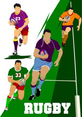 Collection of Rugby Player Silhouettes. Vector illustration vector