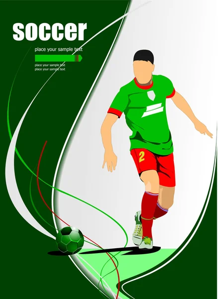 Cartaz de jogador de futebol. Ilustração vetorial —  Vetores de Stock