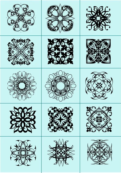 Conjunto de elementos abstractos de diseño. Adornos. Ilustración vectorial — Archivo Imágenes Vectoriales