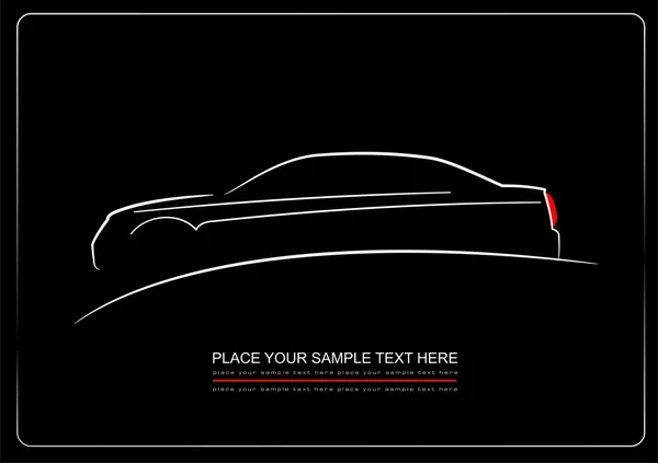 Silhouette bianca di auto su sfondo nero. Illustrazione vettoriale — Vettoriale Stock