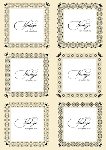 Collection of ornate vintage vector frames with sample text. Per — Stock Vector