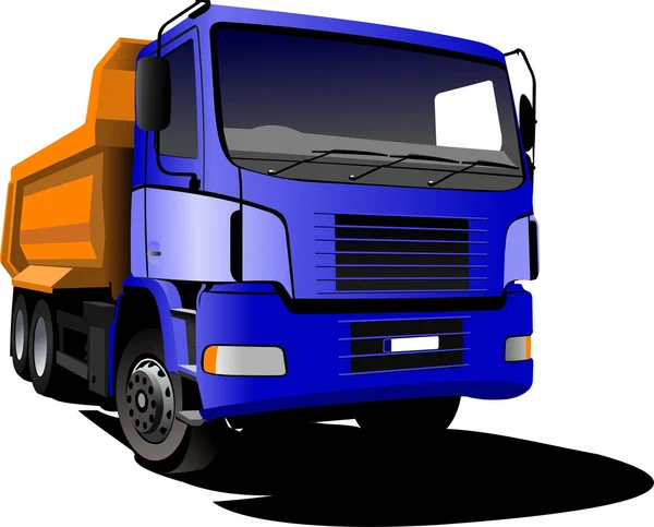 Blauw gele vrachtwagen. vrachtwagen. trailer. vectorillustratie — Stockvector