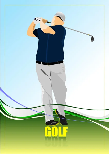 Affisch för golfspelare. Vektorillustration — Stock vektor