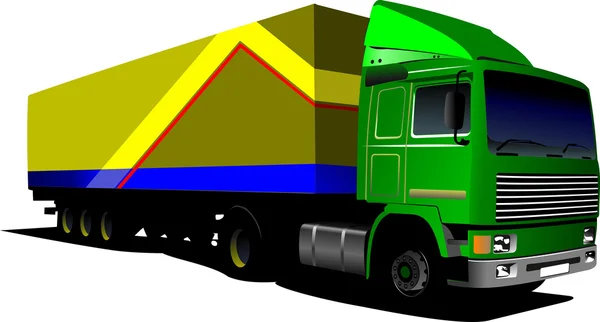 Camion vert. Camion. Une remorque. Illustration vectorielle — Image vectorielle