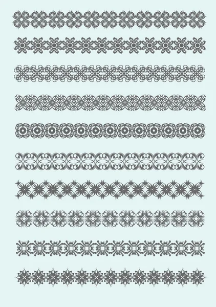 Colección de líneas de reglas ornamentales en diferentes estilos de diseño — Vector de stock