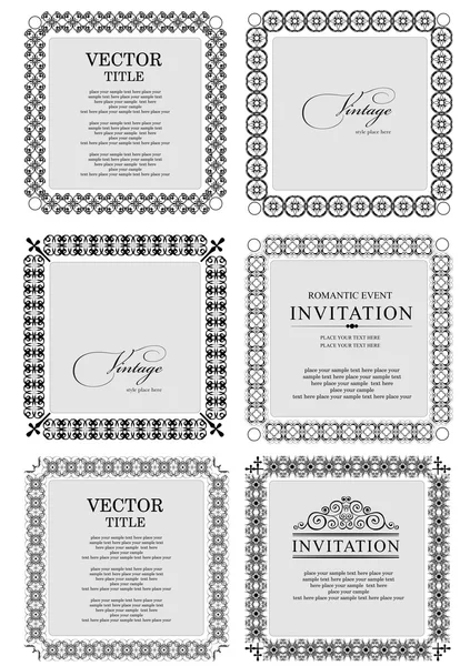 Colección de marcos vectoriales vintage ornamentados con texto de muestra. Por — Archivo Imágenes Vectoriales
