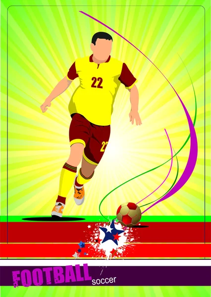 Cartaz de jogador de futebol. Jogador de futebol. Ilustração vetorial —  Vetores de Stock