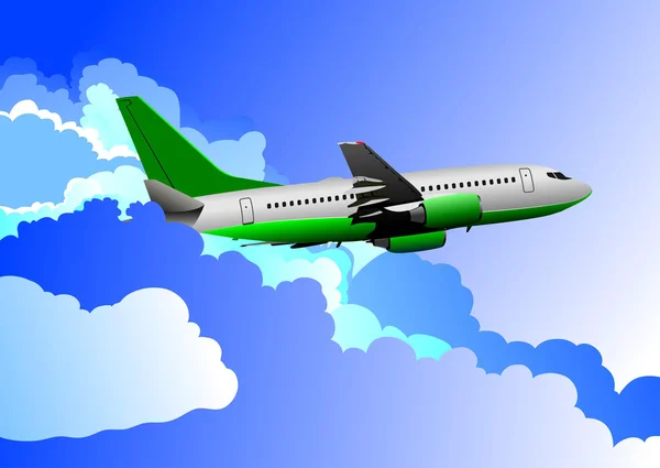 Avión en el aire. Ilustración vectorial — Archivo Imágenes Vectoriales